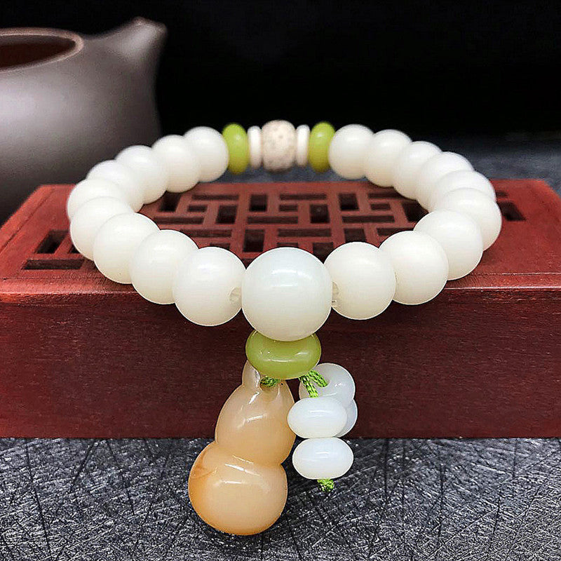 White Jade Bodhi Root Bracelet 108 Bracelet