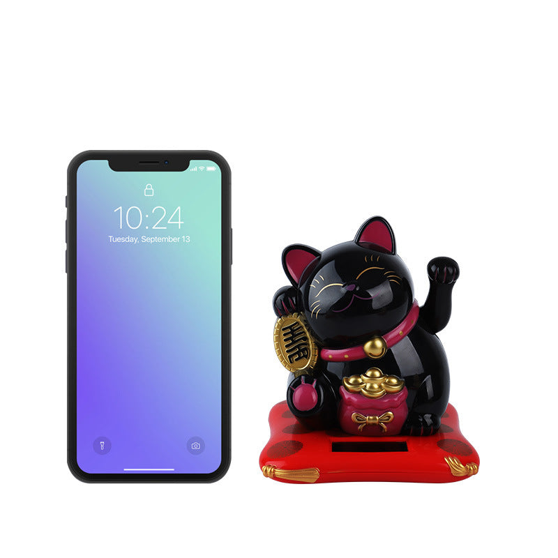 Chinese style 3.5 inch medium solar-powered lucky cat BYD car ornaments