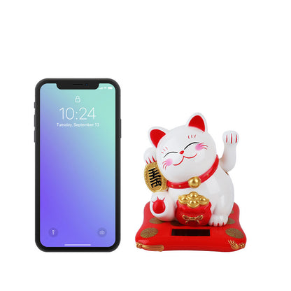 Chinese style 3.5 inch medium solar-powered lucky cat BYD car ornaments