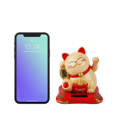 Chinese style 3.5 inch medium solar-powered lucky cat BYD car ornaments