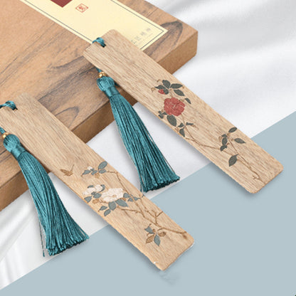 Classical Chinese Style Creative Girl Mahogany Bookmark Set Gift Box