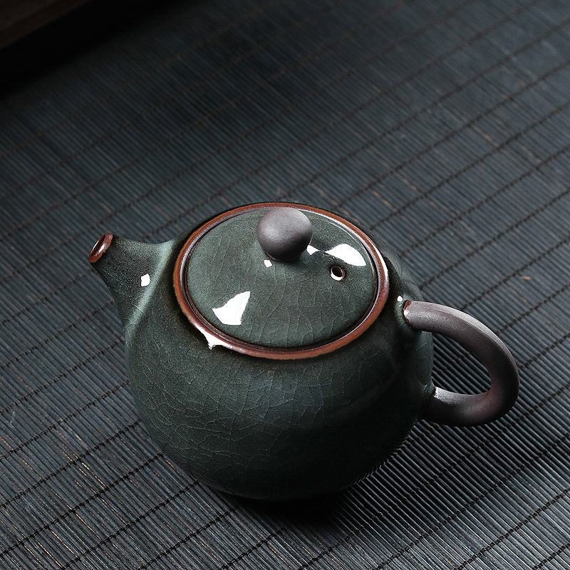 Ceramic Teapot Glossy Ice Cracked Handmade Brewing Teapot