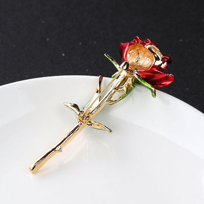 Rose flower brooch