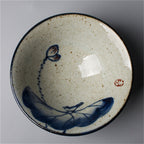 Antique ceramic teacup with hand-painted Kung Fu style
