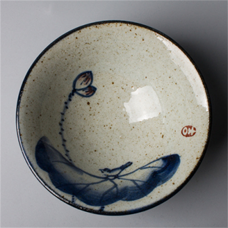 Antique ceramic teacup with hand-painted Kung Fu style