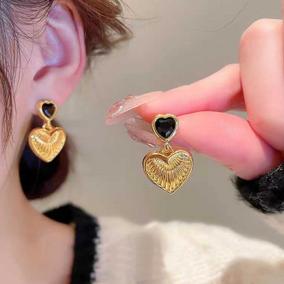 18K Gold Love Earrings Exaggerated Earrings Stripes