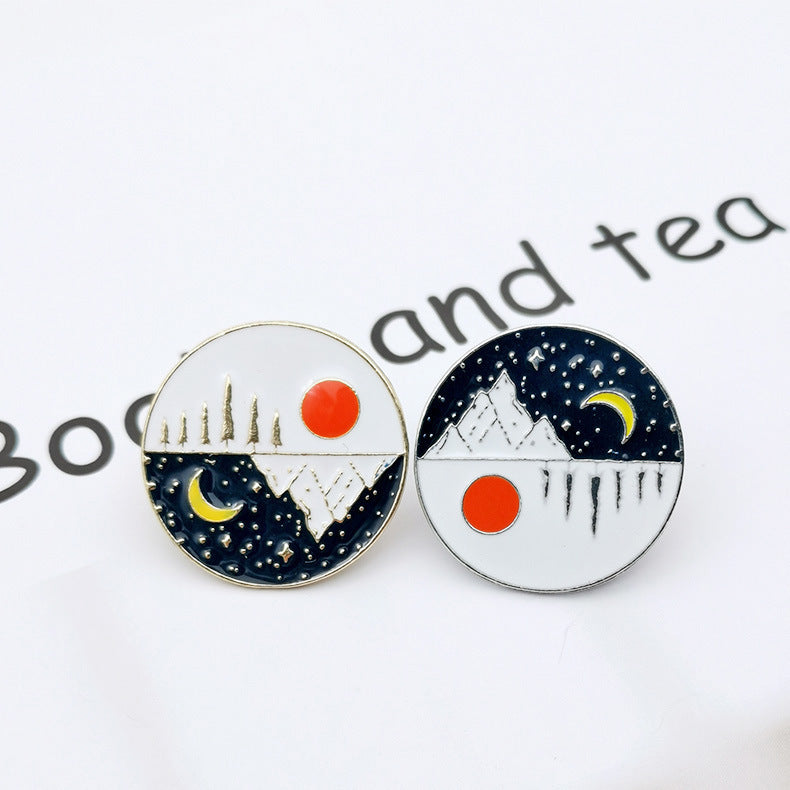 Round enamel shirt brooch