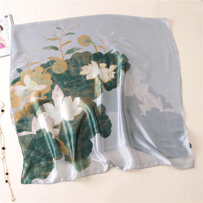 Spring and autumn summer new style lotus silk scarf women