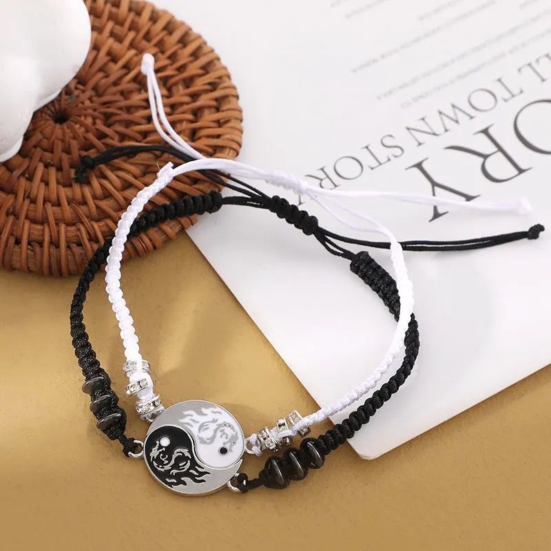 Chinese Style Retro Handmade Taiji Yin And Yang Dragon Bracelet