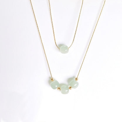 925 Silver Bamboo Hetian Jade Bead Necklace