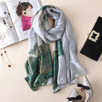 Spring and autumn summer new style lotus silk scarf women