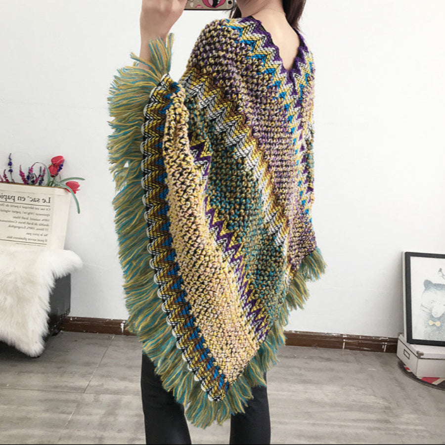 Tassel scarf coat woman