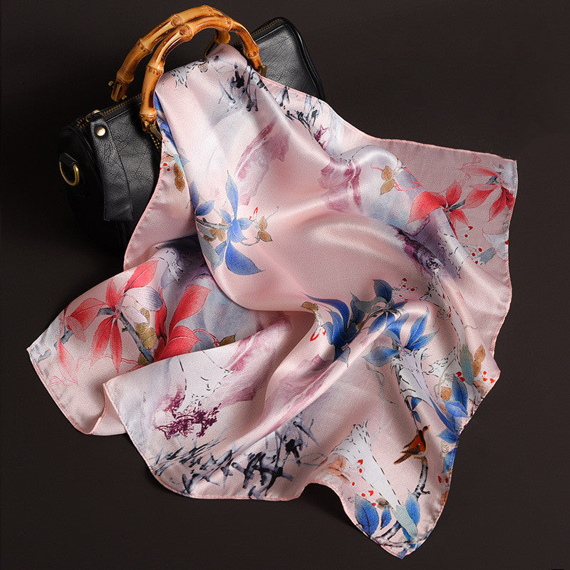 Silk 53cm Floral Scarf Square Scarf