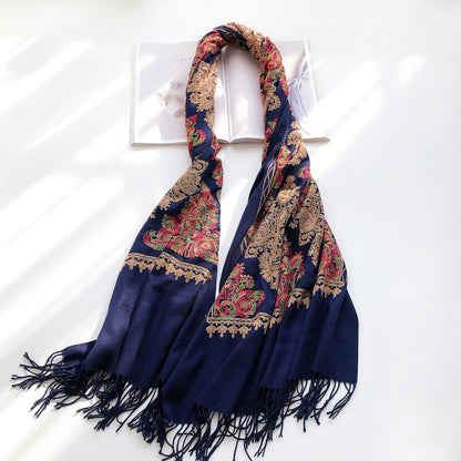 Ethnic Shawl Scarf Ladies Vintage Embroidery