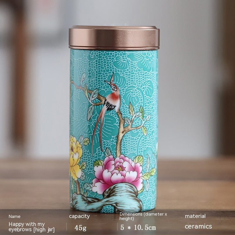 Enamel Color Tea Caddy Portable Alloy Airtight Storage Tea Weaker Set