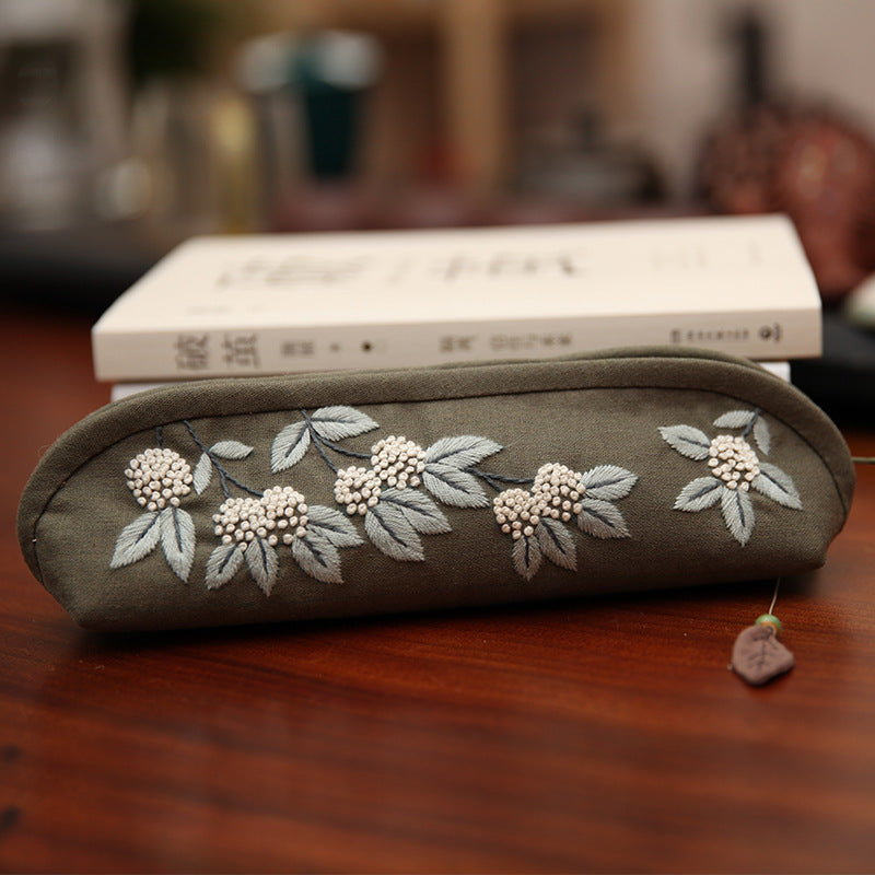 Retro Lu Embroidery Makeup Hand Embroidery Diy Pencil Case