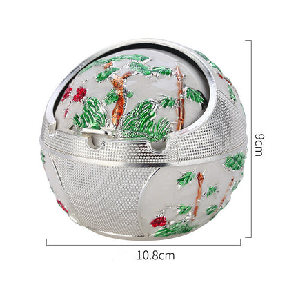 Creative Zinc Alloy Spherical Ashtray With Lid