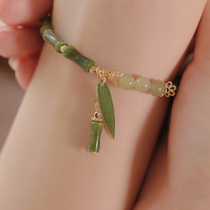 New Chinese Retro Green Bamboo Bracelet For Women