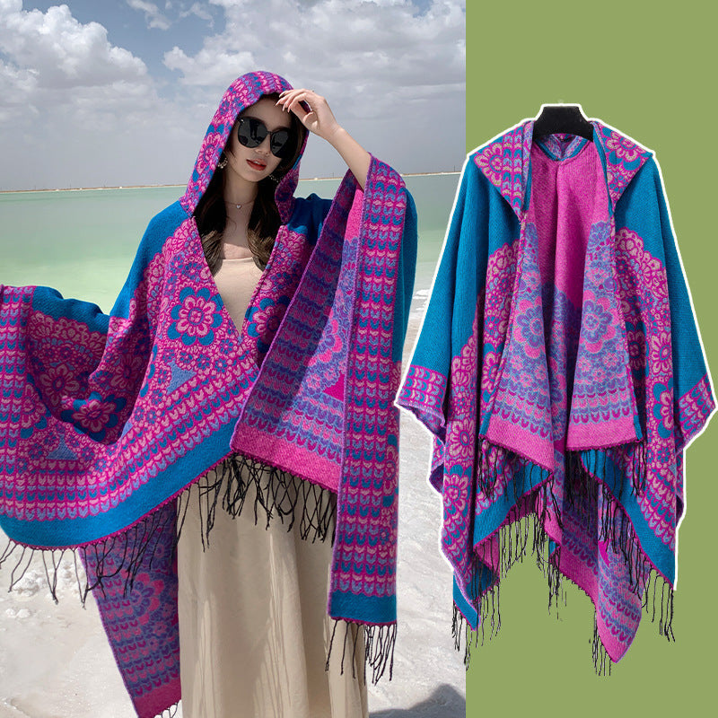 Ethnic Style Desert Seaside Photograph Cloak Autumn And Winter Artificial Cashmere Scarf