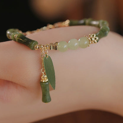 New Chinese Retro Green Bamboo Bracelet For Women