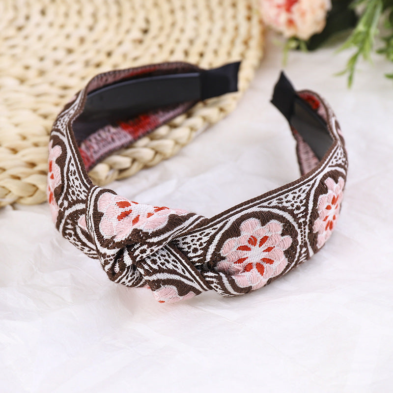 Embroidered flower headband