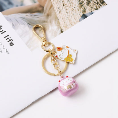 Cute Lucky Cat Car Keychain with Good Meaning