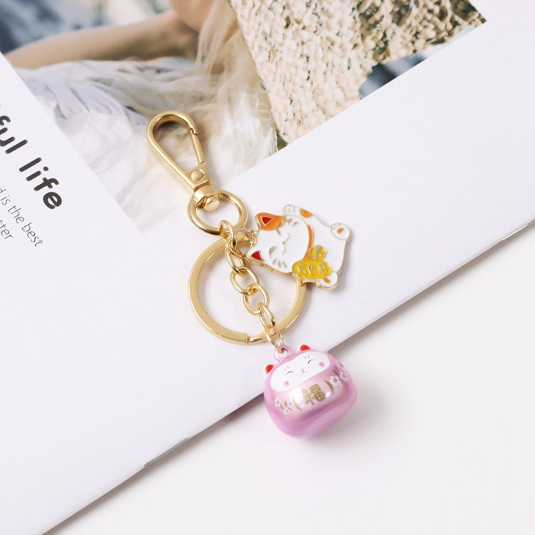 Cute Lucky Cat Car Keychain with Good Meaning