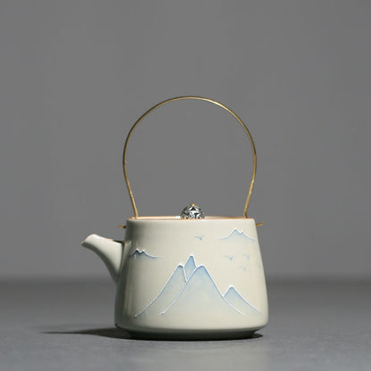 Hand Painted Retro Yuanshan Loop-handled Teapot Ceramic Household Teapot