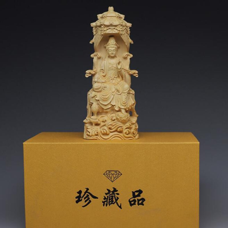 Guanyin Boxwood Pagoda Guanyin Ornaments Buddhist Writing Handicrafts