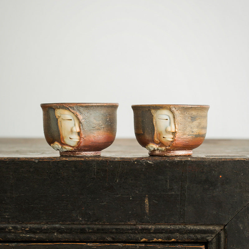 Hand Carved Buddha Face Teacup Ceramics