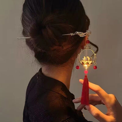 Women's Antique Style Luminous Lantern Tassel Hairpin