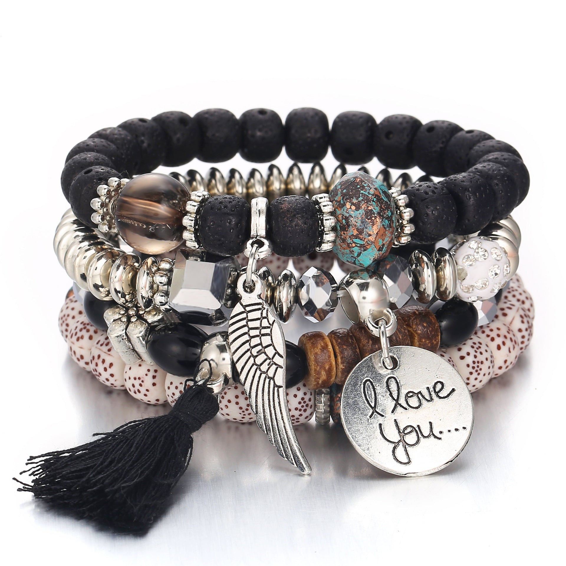 Multi-loop tassel bracelet