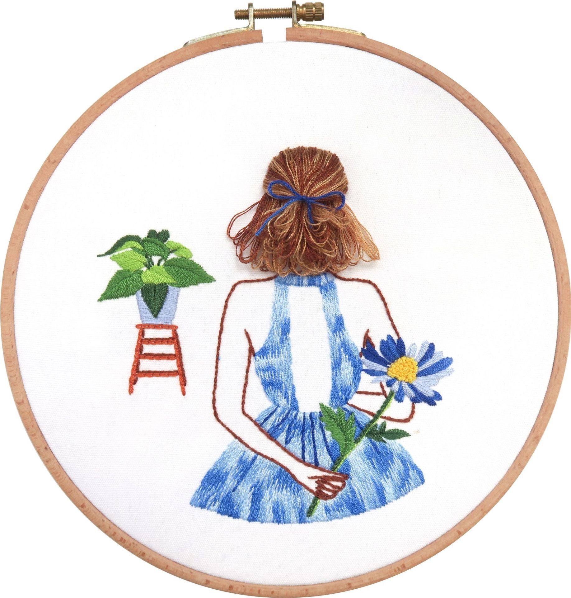 Diy Cross  Thread Embroidery Bouquet Dance Girl Hanging Picture