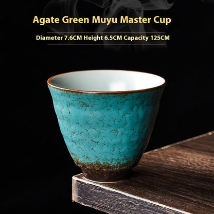 Multi Chinese Household Onyx Green Vintage Kung Fu Teacups-10