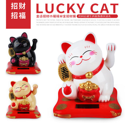 Chinese style 3.5 inch medium solar-powered lucky cat BYD car ornaments