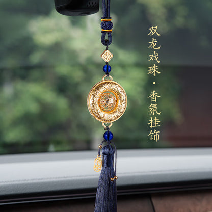 Forbidden City Cultural and Creative Double Dragon Playing with Pearl Fragrance Tesla Car Sachet Pendant