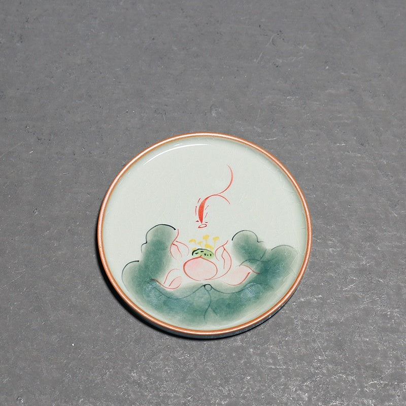 Hand Painted Lotus Coasters Underglaze Ice Crack Coaster