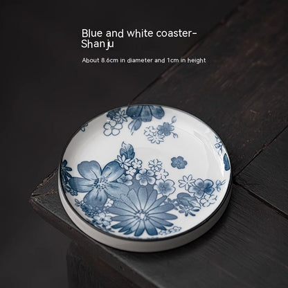 Blue And White Porcelain Teacup Mat Round Heat Proof Mat Household Tea Mat