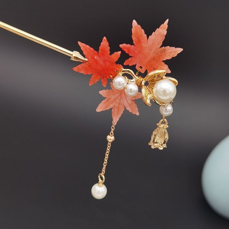 Wind Maple Leaf Tassel Exquisite Antique Hairpin