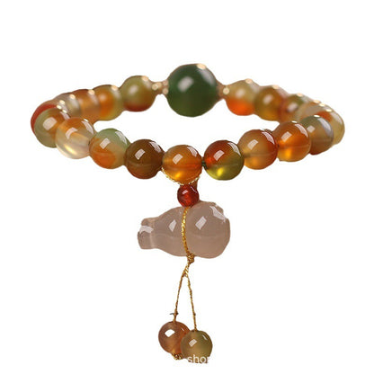 Natural Stone Color Beaded Bracelet Female New Chinese Style