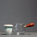 Glass Ceramic Teapot Hand Painted Pink Green Lotus Tea Infuser