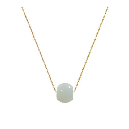 925 Silver Hetian Jade Necklace Short Chic Temperament