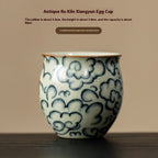 Antique ceramic egg cups with ice crackle glaze finish