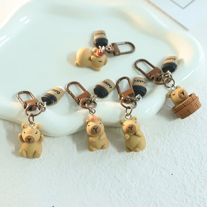 Student Favorite Cartoon Capybara 3D Resin Mini Keychain