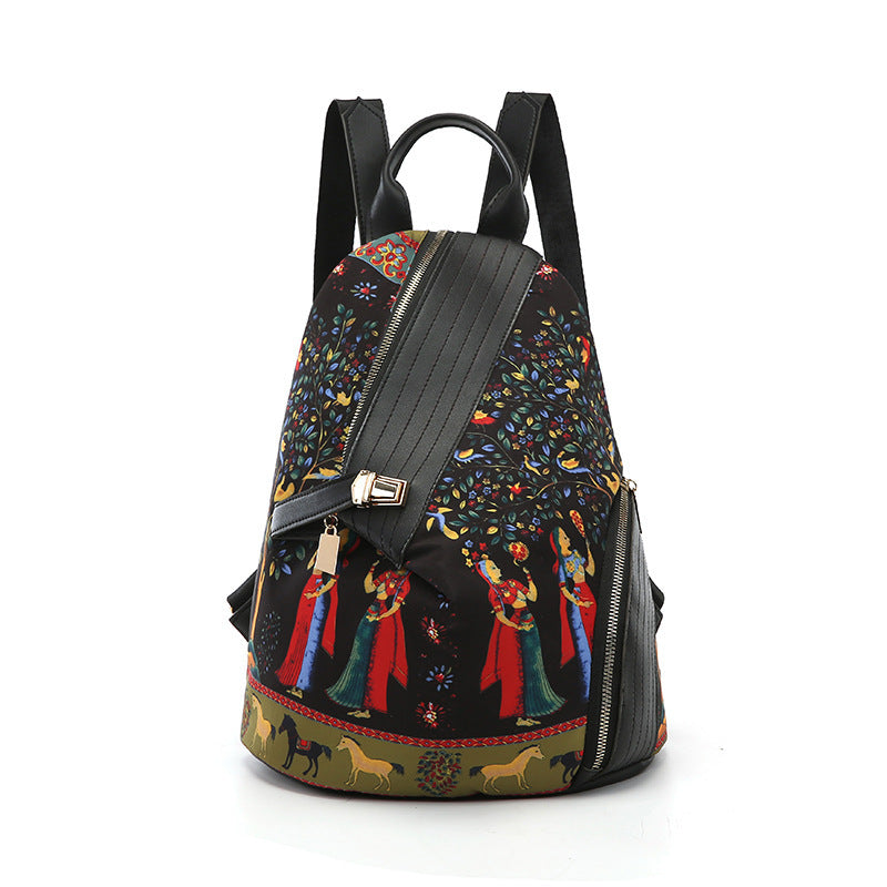 Fashion Ethnic Style Printed Backpack One-shoulder Portable Nylon Backpack