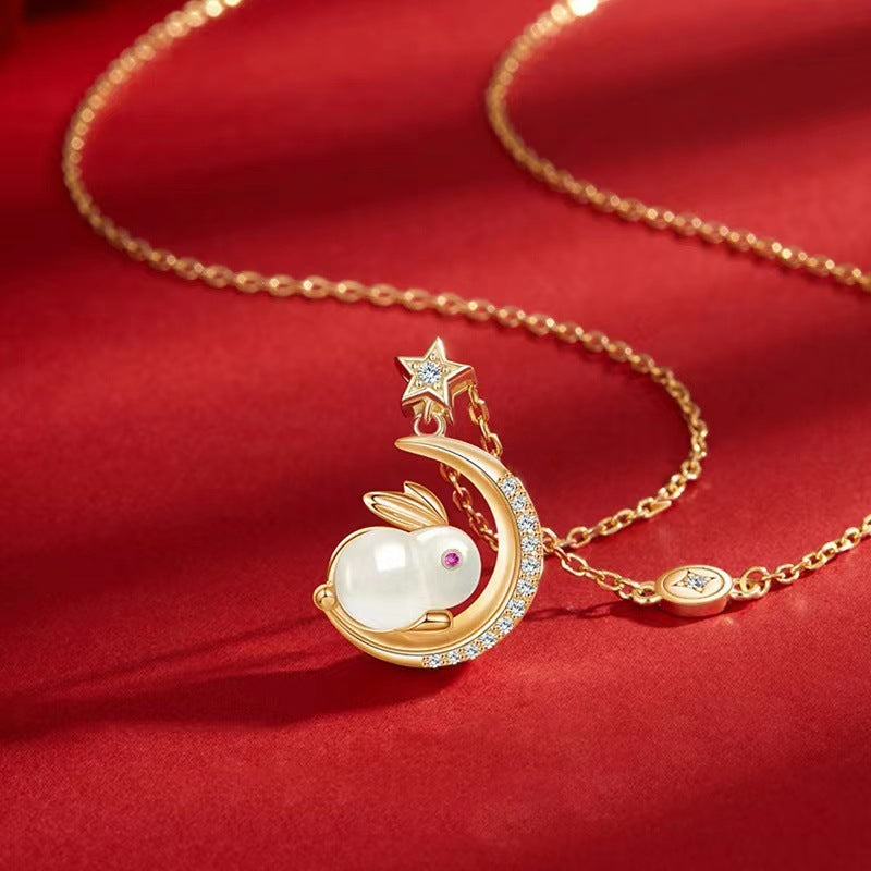 Jade Hare Necklace For Women Light Luxury Temperament