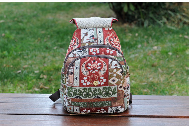 Ethnic style hand-woven backpack