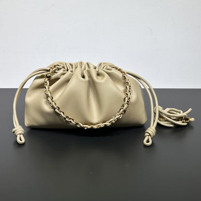 Chinese Style Crossbody Bag Cowhide Lucky Bag Drawstring Clouds