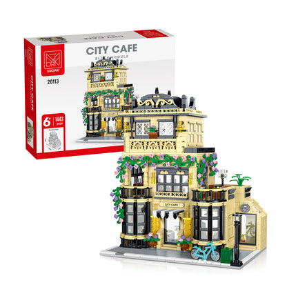 City Street View Coffee Restaurant Building Assembled Building Block Toys