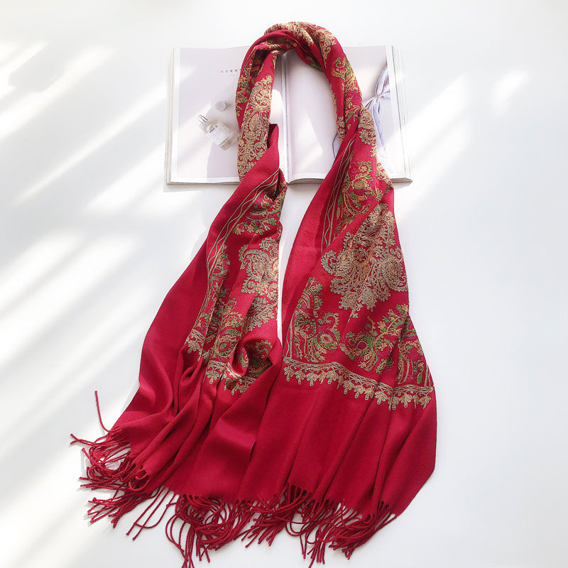 Ethnic Shawl Scarf Ladies Vintage Embroidery